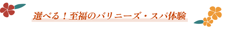 選べる！至福のバリニーズ・スパ体験